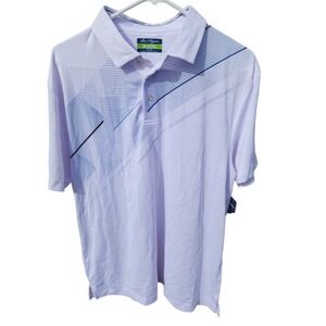 Ben Hogan Performance Mens Golf Polo Shirt White Blue Geometric Graphic Size M